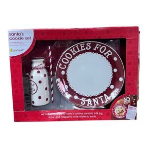 Pearhead Santa’s Cookie Set Plate & Milk Jug Dear Santa Notepad New In Box